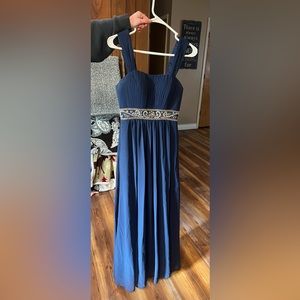Beautiful navy blue sheer long formal or prom dress XS never worn, like new
